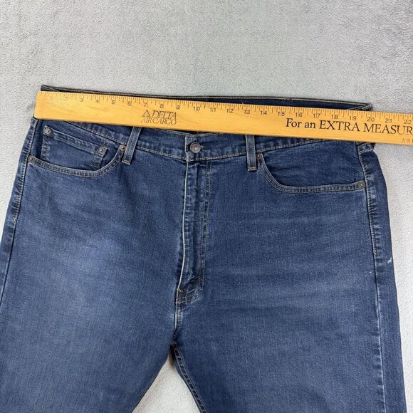 Levis 505 Mens Regular Fit Straight Leg Stretch Denim Jeans Blue Casual 40x32 - Picture 8 of 9